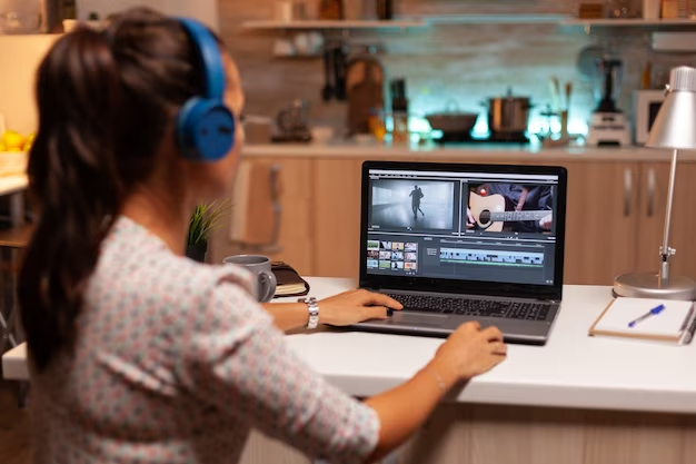 A girl is editing a video