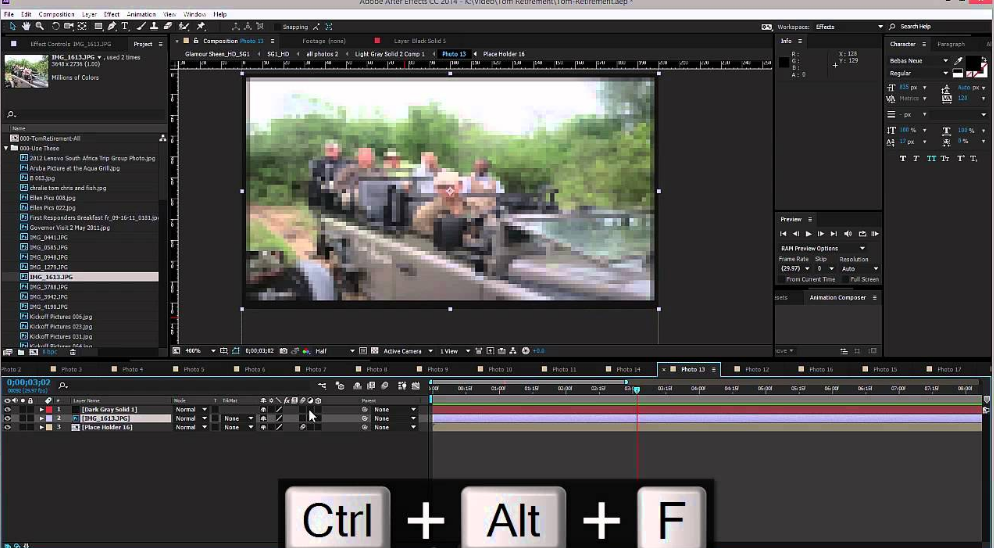 editing panel in After Effects